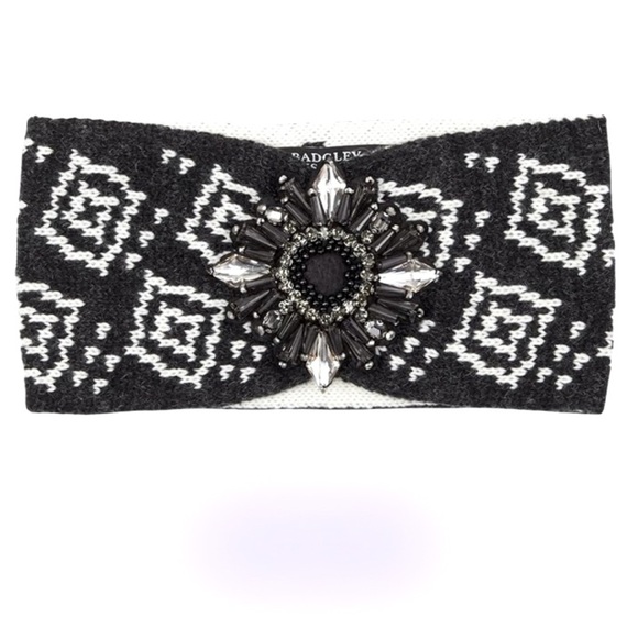 Badgley Mischka Black and White Geometric Rhinestone Headband - Picture 1 of 4